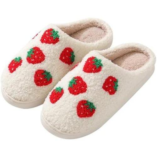 Gaolinci Cute Strawberry Slippers, Home Linen Slippers for Women
