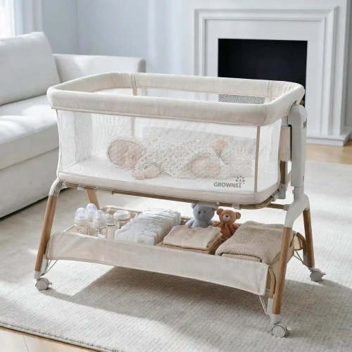 GROWNSY 5-in-1 Baby Bassinet Bedside Sleeper with Gentle Rocking Mode