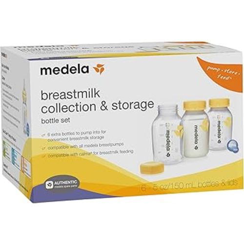 Medela Breast Milk Collection and Storage Bottles, 6 Pack, 5 Ounce Breastmilk Container, Compatible with Medela Breast Pumps and Made Without BPA (Pack of 3)
