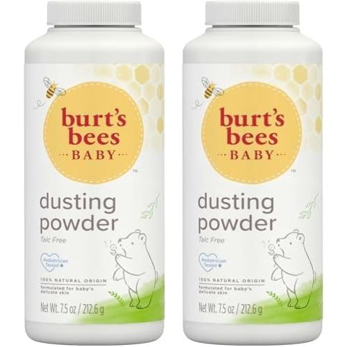 Burt's Bees Baby Dusting Powder, Talc Free and Hypoallergenic for Safe and Gentle Comfort, 100% Natural Origin, Pediatrician Tested, 7.5 Oz (Pack of 2)