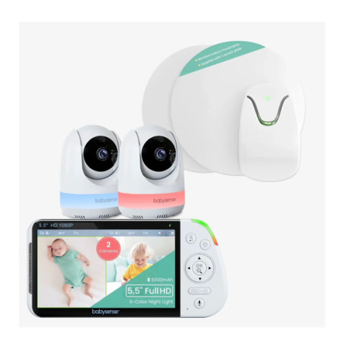 Babysense 2-in-1 Monitoring Set: Video Baby Monitor with 2 Cameras, Sp