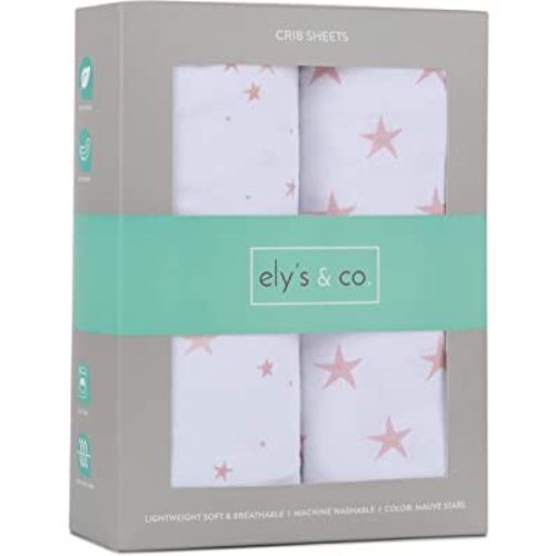 Ely's & Co. Crib Sheet - Toddler Bed Sheet 100% Jersey Cotton 2 Pack for Baby Girl-Dusty Rose and Mauve Pink Stars…