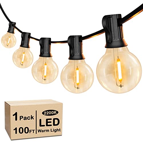 VerRon 100FT LED G40 Globe String Lights, Waterproof Shatterproof Outdoor Patio Lights with 50+2 Dimmable Edison Bulbs, Backyard Hanging Light, Warm White for Bistro Party Wedding Deck Garden