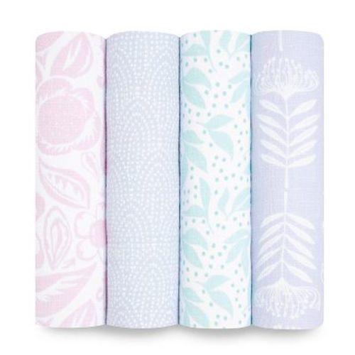 Aden + Anais Essentials Swaddle Blankets - Damsel - Savoy - 4pk