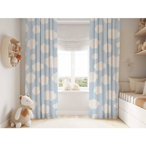 Cloud Curtains for Nursery | Cloud Nursery Window Curtains | Cloud Drapes | Cloud Nursery Decor | Blue Sky Black Out Curtains | Clouds