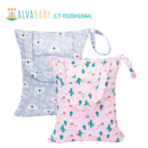 Koala and cactus (Various packs) 2-Pack Waterproof Wet Dry Bags – Reusable Cloth Diaper Bags with Dual Zipper Pockets for Travel, Beach, Pool, Gym & Daycare, OPTIONS:LT-YX35H184A