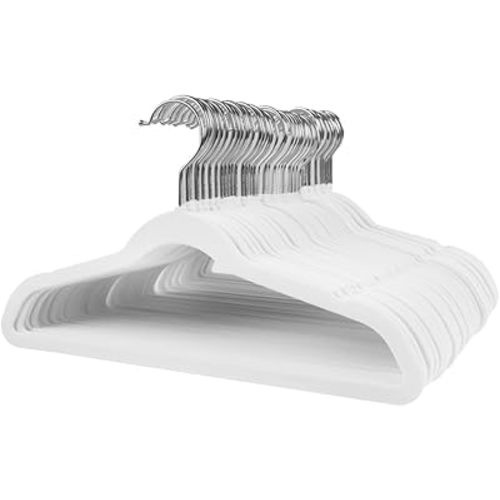 Stormix Baby Velvet Hangers, 50 Pack Children's Clothes Hangers Non-Slip Kids Hangers for Infant/Toddler White