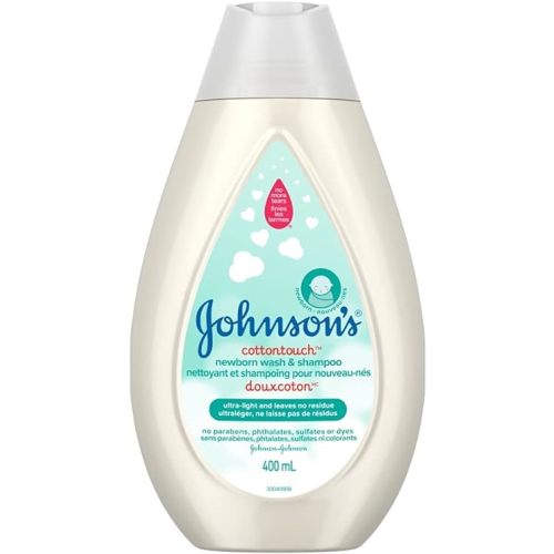 Johnson's Baby newborn bath wash and shampoo, cotton touch body wash, 400ml