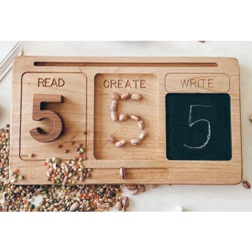 Montessori wooden tray | Learning Handwriting Board | I can read, create and write wooden board