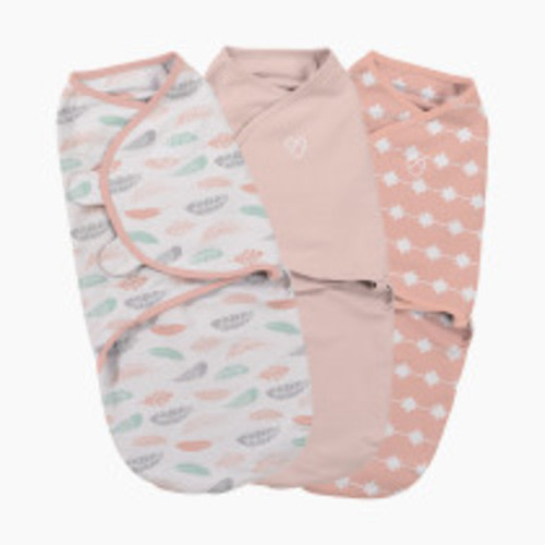 SwaddleMe by Ingenuity Original Swaddle, 100% Cotton, Improves Sleep & Calms Startle Reflex, 0-3 Months, 1.0 TOG, 3-Pack, Baby Swaddle Blanket - Coral Days