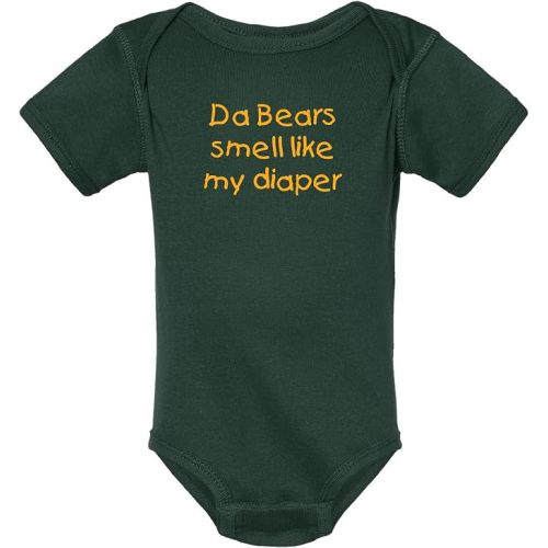 Campus Originals Packers Bears Smell Like My Diaper Funny Parents Gift Fan Baby Bodysuit (6 Months)