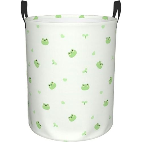 Frog Pattern Laundry Hampers Funny Laundry Basket Large Storage Baskets Toy Organizer Baby Hamper Foldable With Handles Waterproof Oxford Cloth Storage 19.6" x15.7" for Laundry/Bedroom/Kids Room