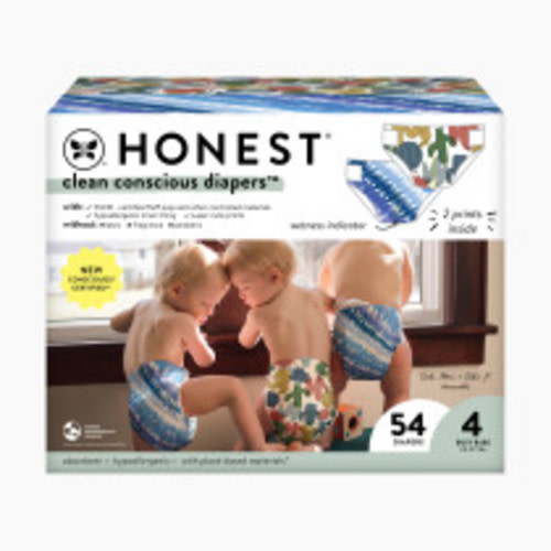 The Honest Company Clean Conscious Disposable Diapers - Tie-Dye For + Cactus Cuties, Size 4, 54 Count