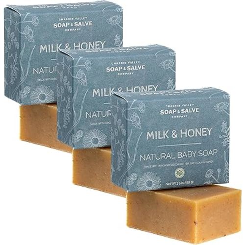 Chagrin Valley Soap & Salve Baby Shampoo Baby Soap Bar from Oat, Honey & Goat Milk - Unscented & Moisturizing - For Babies Sensitive Dry Skin & Eczema - 3.5 oz Shampoo Bar & Organic Body Wash