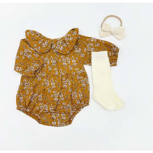Mustard Floral Romper Set – Olive and Cradle