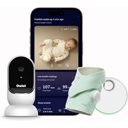 Owlet® Dream Duo Smart Baby Monitor: FDA-Cleared Dream Sock® plus Owlet Cam - Tracks & Notifies for Pulse Rate & Oxygen while viewing Baby in 1080p HD WiFi Video - Mint