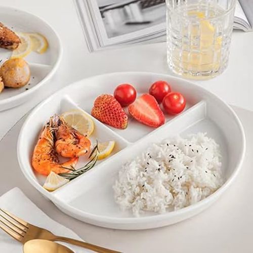 RUIBOLU Unbreakable Divided Plates - White