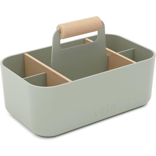 Lalo The Caddy - Modular Caddy Organizer with Handle and Removable Dividers - Portable Tote for Art Supplies, Diaper Storage, Bathroom - Sage