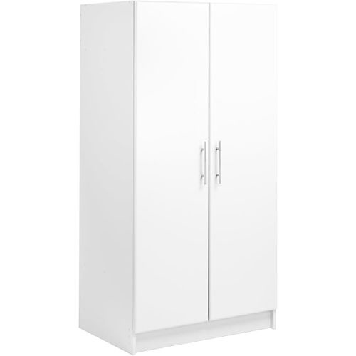Prepac Armoir, Elite 32"W x 65"H x 24.5"D White Wardrobe Closet & Cabinet - Functional Clothes Storage with Hanging Rail, Armoire Wardrobe