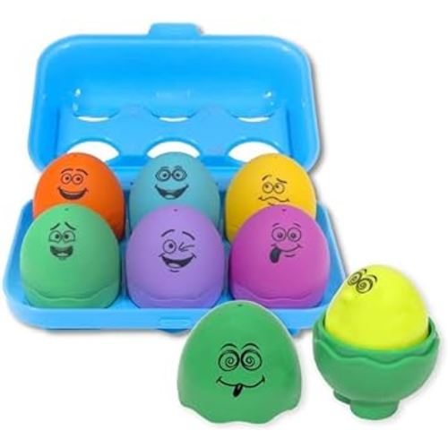 Lil’ Yolkers Egg Toy Set for Sensory & Motor Skills for Kids Ages 12+ Months - Educational Matching Game, Colorful Stacking Puzzle, Ideal Easter Basket Stuffer (6 Multicolored Eggs)