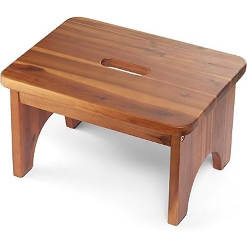 Wooden Step Stool, 9'' One Step Stool for Adults, Wooden Beside Step Stool with 550 Lbs Load Capacity, Heavy Duty/Portable/Nonslip/Durable Construction Safe Step Stool for Bedroom/Kitchen