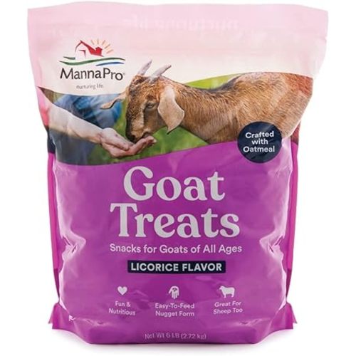 Manna Pro Goat Treats - Made with Oatmeal – Daily Goat Treats - Licorice Flavor – 6 Pounds of Goat Treats