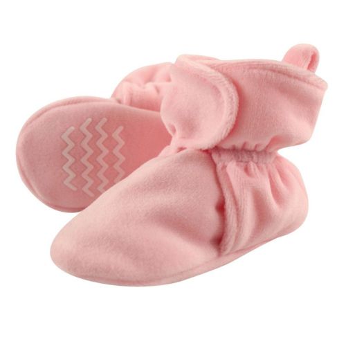 Hudson Baby Infant And Toddler Girl Cozy Velour Booties, Light Pink, 0-6 Months