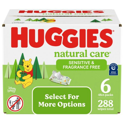 Huggies Natural Care Sensitive Baby Wipes, Unscented, 6 Pack, 288 Total Ct (Select for More Options)