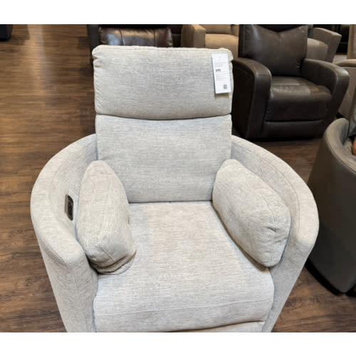 Rayna Dove Grey Nursery Power Swivel Glider Recliner with USB | Living Spaces