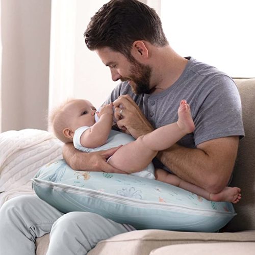 Boppy Nursing Pillow Original Support, Blue Ocean, Ergonomic Nursing Essentials for Bottle and Breastfeeding, Firm Fiber Fill, with Removable Nursing Pillow Cover, Machine Washable