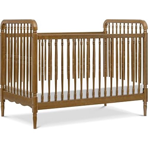Namesake Liberty 3-in-1 Convertible Spindle Crib with Toddler Bed Conversion Kit in Natural Walnut, Greenguard Gold Certified