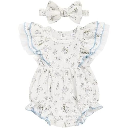TITKKOP Ruffle Bubble Romper for Baby Girl | One-Piece Shorts Jumpsuit | Summer Outfit & Dress for Infants 0-18M