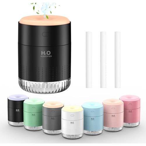 Colorful Mini Humidifier, USB Rechargeable Humidifier, 4 Modes Super Quiet, Humidifiers For Bedroom,Suitable For Travel Office Family-Black
