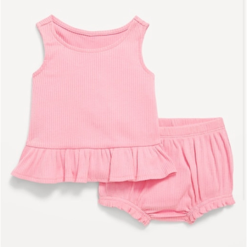Sleeveless Ribbed Ruffle-Trim Top and Shorts Set for Baby | Old Navy