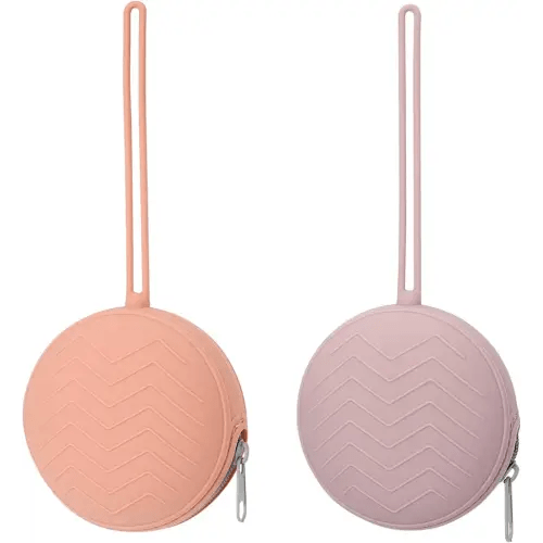 2 Pack Silicone Pacifier Holder Case, BPA-Free Silicone Newborn Pacifier Holder for Baby Boys & Girls, Travel Pacifier Storage Case for Diaper & Strollers (Muted/Lilac)