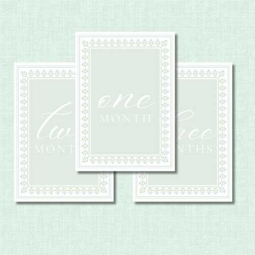 Blue & Green Watercolor Floral Baby Milestone Cards