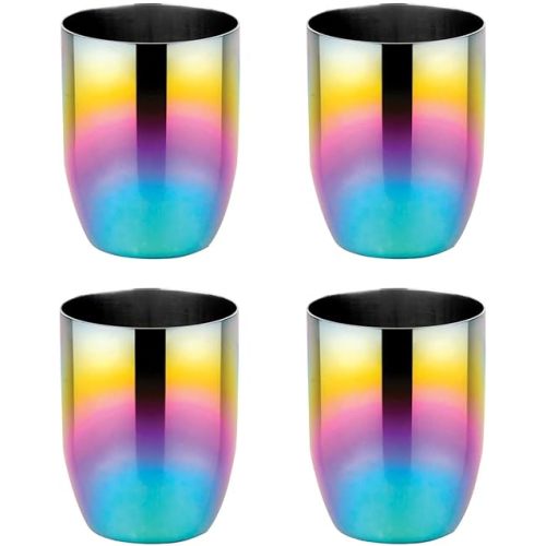 Ahimsa Stainless Steel Concious Cup Pack of 4 | 4 x 8 Ounce Cup | Toddler Dishware | No Plastic | 100% BPA Free | Dishwasher Safe (Rainbow)