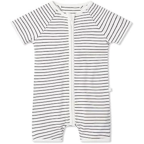 MORI Baby Summer One Piece Pajamas - Breathable Unisex Zip Romper - Comfort Short Sleeve Sleepwear for Toddler Boys and Girls