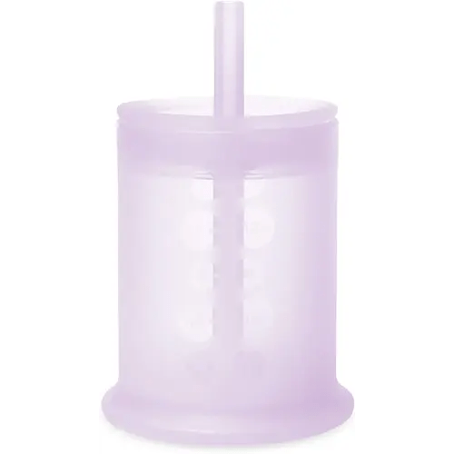 Olababy Silicone Training Cup with Straw Lid | Babies Water Drinking Cup | 6+ Mo Infant To 12-18 Months Toddler | Sippy Cup For Kids & Smoothie Cup | Baby Led Weaning (Lilac, 5 oz)