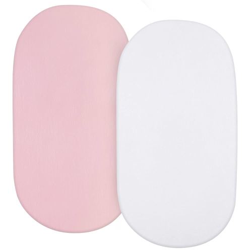 Bassinet Sheets Universal Fit for Oval, Hourglass, Rectangle Bassinet Mattress, 2 Pack 100% Cotton Sheets for Halo Bassinest Swivel, Flex, Luxe Sleeper, Unisex Bassinet Fitted Sheet for Baby