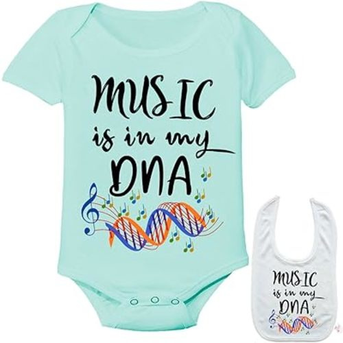Music is in my DNA -Cute Custom arts theme Baby bodysuit onesie & bib gift Set