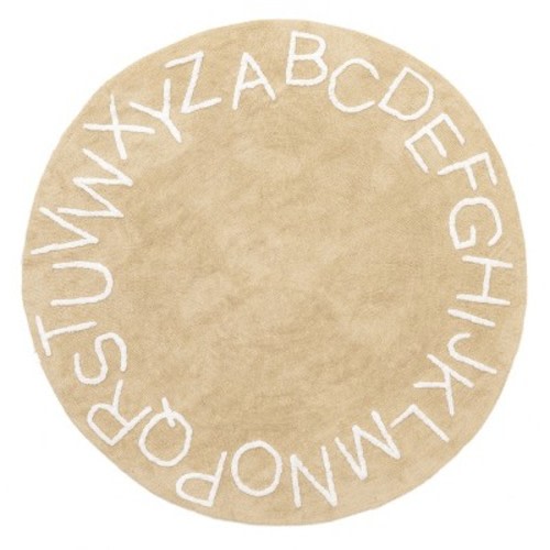 nuLOOM Kids Washable Round Alphabet Rug, Color: Beige, Size: round 4'