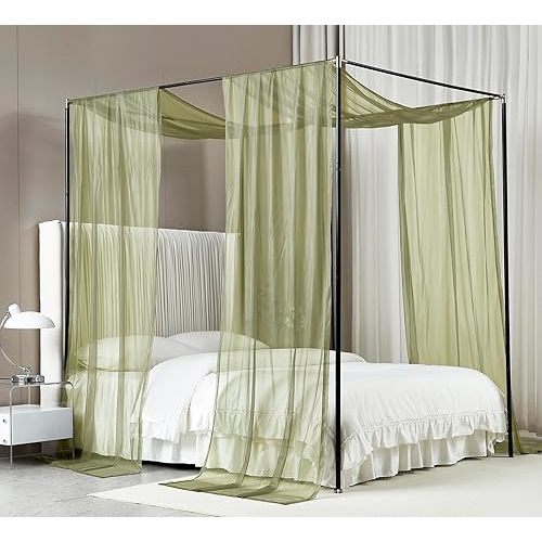 Akiky Canopy Bed Curtains Queen Sheer Sage Green Bed Canopy Scarf Bed Canopy,Kids Bed Scarf-Curtains for Room Décor or Wedding Party Décor(2 Bed Canopy)