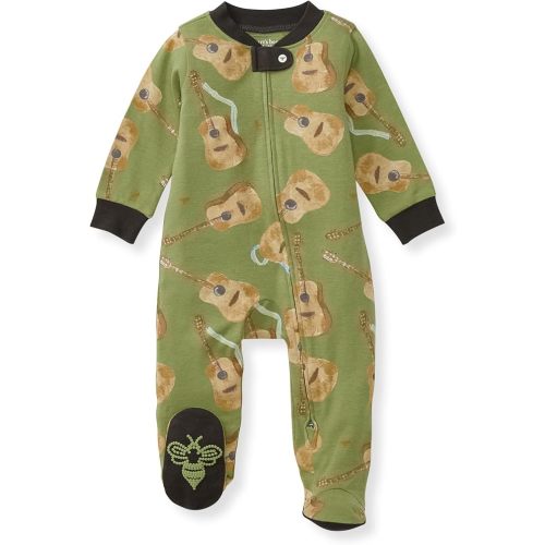 Burt's Bees Baby Boys' Pajamas, Organic Cotton Loose Fit Sleep and Play One-Piece Zip Front Footed PJs