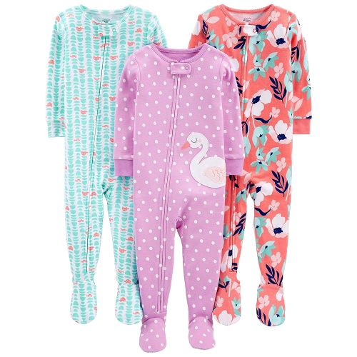 Simple Joys by Carter's Toddlers and Baby Boys' Snug-Fit Footed Cotton Pajamas, Pack of 3