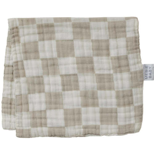 taupe checkered muslin burp cloth