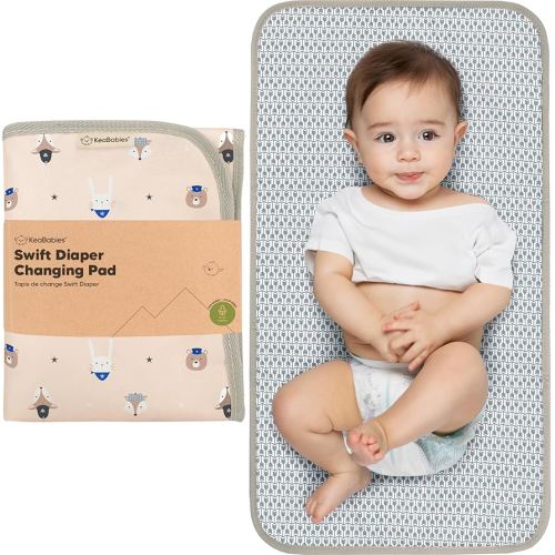 KeaBabies Portable Diaper Changing Pad, Easy Wipe Clean - Foldable Waterproof Baby Changing Mat for Diaper Bag, Compact, Lightweight, Baby Changer Travel Essential, Machine Washable (Wild Patrol)