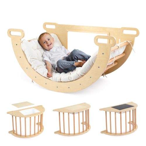 JOYMOR Montessori Wooden Climbing Toys Toddlers Pikler Triangle Set