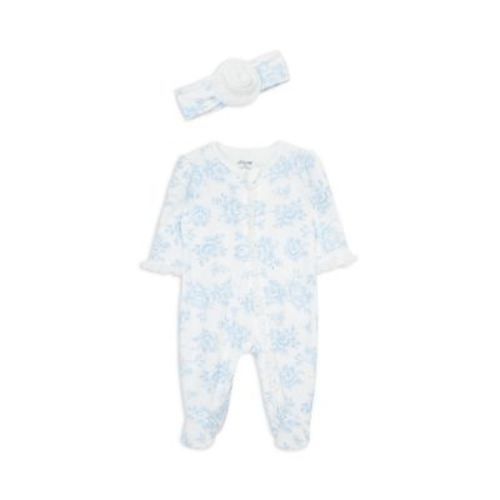 Girls' Roses Print Footie With Headband - Baby