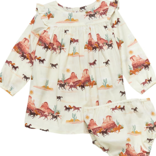Wrangler Infant Girls' Desert Print Shirt And Diaper Cover - 2 Piece Set | Boot Barn